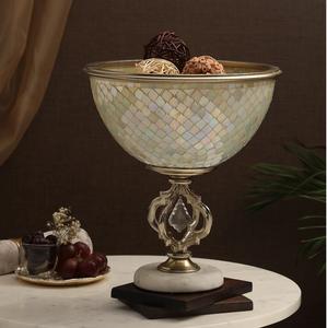 Cuenco Decorativo de Mosaico Hecho a Mano sobre una Elegante Base, Decoración para el Hogar, Hotel y Bodas, Frutero, Centro de Mesa, Cuenco con Pedestal - Product Image 1