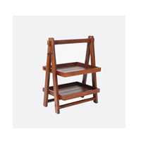 Organisateur en bois pliable de qualité supérieure marron 2023/Double plateau avec plateaux en bois en forme de rectangle à vendre