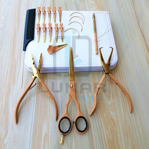 Kit de Peinado Profesional con Múltiples Herramientas para el Cabello en Color Dorado Plasma y Estuche de Cuero PVC Color Bronceado - Product Image 2