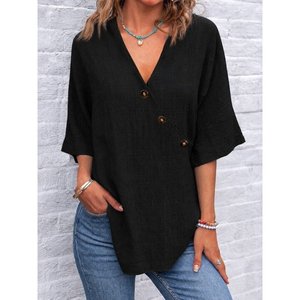 เสื้อเบลาส์คอวีแขนสั้นผู้หญิง รุ่น 34806 - สีดำ - Product Image 1