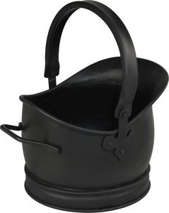 Seau à charbon en fer forgé noir vintage pour le rangement de l'âtre classique avec bords évasés et poignée en métal de style antique - Product Image 2