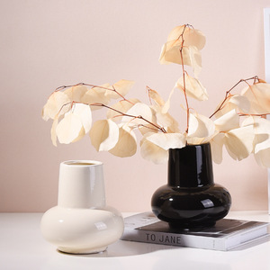 Jarrón de Cerámica Blanco Nórdico, Jarrón de Boca Ancha para Decoración del Hogar, Centro de Mesa Moderno <span class=keywords><strong>y</strong></span> Minimalista, Hierba de Pampas, <span class=keywords><strong>Flores</strong></span> <span class=keywords><strong>Secas</strong></span> - Product Image 3