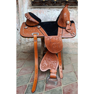 Silla de Montar a Caballo de Cuero Premium de Alta Calidad para Carreras de Barriles y Senderismo Western, Sin Arbol - Product Image 1