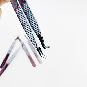 Kit de herramientas de extensión de pestañas, 90 grados en ángulo, 45 grados en ángulo, punta de fibra sólida negra, pinzas para pestañas, pinzas de volumen de etiqueta privada - Product Image 5