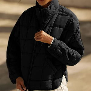 Veste matelassée pour femme, col montant, manteau d'hiver chaud et rembourré, veste élégante noire avec poignets boutonnés - Product Image 3