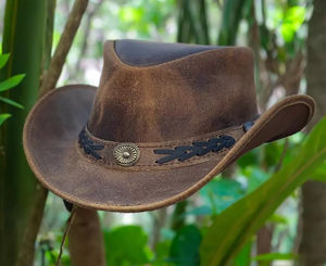 Sombrero de caballero occidental de vaquero 1992, Diseño a rayas de cuero para hombres, gorra informal para montañismo al aire libre y pastizales mongoles - Product Image 2