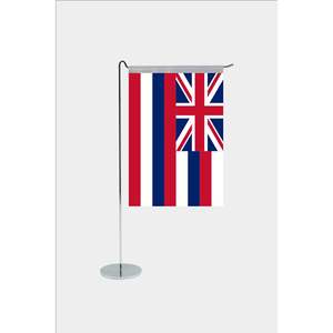 Drapeau de bureau en forme de L Hawaïen, imprimé numériquement sur tissu, avec mât en aluminium - Product Image 1