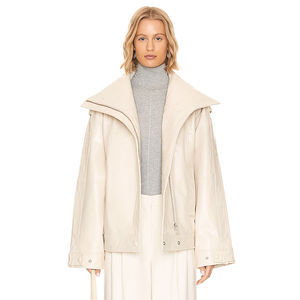 Veste en cuir véritable avec logo personnalisé pour femmes Broderie de haute qualité Séchage rapide Respirant Style Letterman Grande taille Hiver - Product Image 6