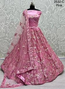Vêtements de mariage de créateur de qualité supérieure, tenue occasionnelle, filet lourd avec broderie, fourniture d'usine en gros Lehenga Choli - Product Image 3