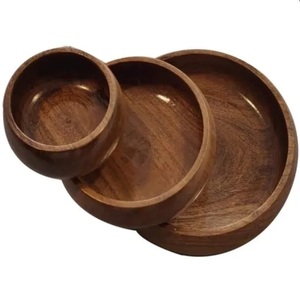 Design attrayant décoration de table biscuits bol de service hôtel restauration utilisation finition noyer bols en bois acacia bol en bois - Product Image 6