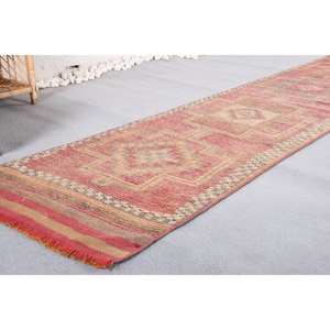 พรมขนแกะสี่เหลี่ยมสไตล์วินเทจสีแดง2.4x10.2ft ลวดลายเรขาคณิตสีเบจวัสดุวิสคอสสำหรับตกแต่งห้องนอน - Product Image 3