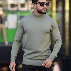 Sudadera informal sólida con cuello redondo para hombre, manga larga, antiarrugas, algodón antiretráctil, parte superior polar, lavado con ácido, Otoño, teñido liso - Product Image 1