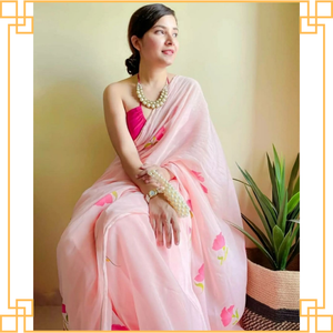 Saree en georgette classique imprimé de qualité supérieure avec motifs Paisley pour filles, vêtements de fête pour femmes, saree à vendre - Product Image 4