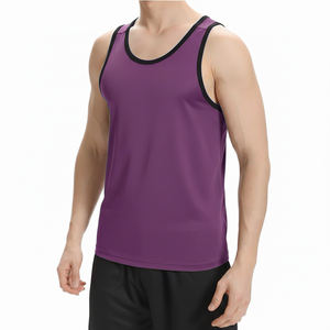 Débardeur sans manches en maille minimaliste pour homme, col rond, sur mesure, respirant, séchage rapide, coton et élasthanne, taille plus, style urbain, 160g - Product Image 1