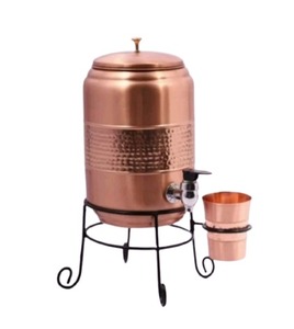 Customized Logo Pure Copper Half-Hammered <b>Water</b> <b>Tank</b> 3.5 LTR Leak-Proof & Eco-Friendly Reusable for <b>Camping</b> & Office Use - Product Image 1