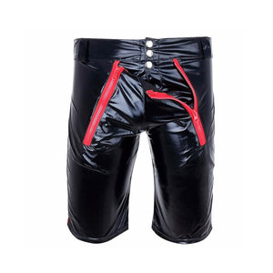 New Custom OEM Solid Color <b>Men</b> PU Leather <b>Shorts</b> for Casual / Wholesale Spring Summer Style Clothes <b>Men</b> <b>Slim</b> <b>Fit</b> Leather <b>Shorts</b> - Product Image 5