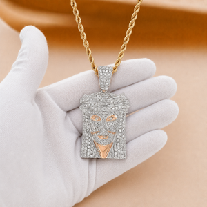 Plated Rose Gold Jesus Pendant <b>Iced</b> <b>Out</b> Round Brilliant Cut Moissanite Unisex <b>Chain</b> Hip hop Necklace Gift - Product Image 2