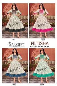 Magnifique robe Anarkali pour femmes, Kurtis en rayonne, robe Anarkali indienne, tenue de bureau, robe de soirée par Maruti Fashion - Product Image 6