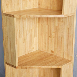 Étagère d'angle murale en bois naturel à 4 niveaux KGT68016, étagère de rangement en métal pour salon, salle de bain, cuisine, usage décoratif à domicile - Product Image 4