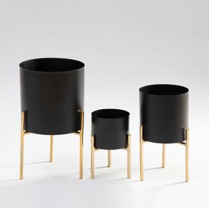 Ensemble de jardinières modernes en fer chromé, 2 pièces, durables et élégantes, pour la maison, les hôtels, les centres commerciaux, décoration de pots de fleurs au sol - Product Image 6