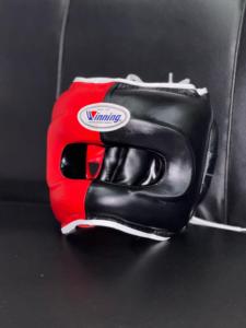 2025 venta al por mayor de cuero de vaca genuino Fabricación de fábrica de calidad superior rojo y negro ganador protector de cabeza de cara completa - Product Image 2