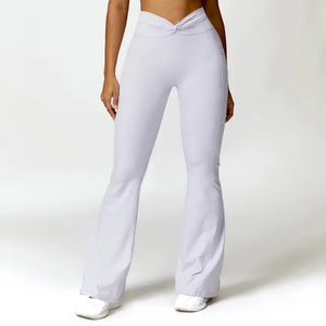 Venta al por mayor Gimnasio Leggings Mujeres V Espalda Levantamiento de Cadera Leggings de Baile Gimnasio Fitness Entrenamiento Pierna Ancha Pantalones de Yoga de Secado Rápido - Product Image 3