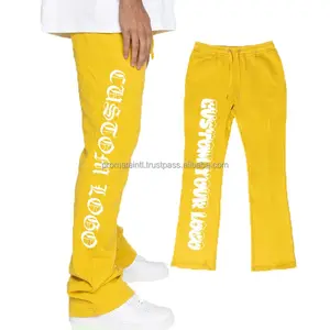 Oem Kleding 3d Poff Print Heren Gym Joggingbroek Custom Streetwear Lange Baggie Flare Joggingbroek Voor Heren