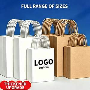 Custom Kraft Paper Bag With Handle Coffee Milk <b>Tea</b> Takeaway Packaging Bakery Gift Bag Custom Printed Logo - Product Image 1