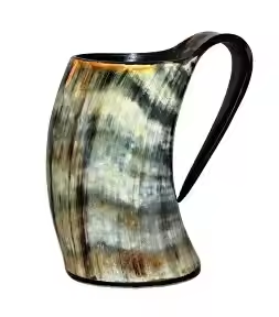 Couvercle anti-fuite isolation sous vide tasse à café fabriquée à la main Viking Glass Steins Mug Buffalo Horn Animal-Style par l'artisanat croissant - Product Image 2