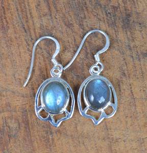 Boucles d'oreilles en argent sterling 925 avec labradorite, bijoux en pierres précieuses faits à la main, cadeau élégant et mignon pour femmes, anniversaire, fête - Product Image 1