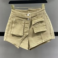 Shorts cargo en jean et mini-jupes irrégulières pour femme, taille haute, en coton imprimé couleur unie, décontractés, vente en gros, été, personnalisables