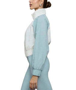 แจ็คเก็ตกันลมกันน้ำแบบย้อนกลับได้สำหรับผู้หญิงเสื้อครอปซิปไนลอนน้ำหนักเบาปักสี - Product Image 5