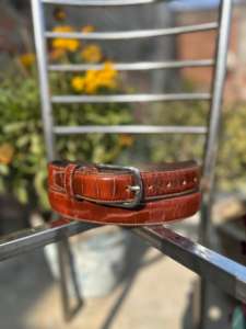 Ceinture décontractée en cuir de vachette véritable marron avec boucle à ardillon de style western, broderie personnalisable, largeur 3,5 cm, longueur 120 cm - Product Image 3