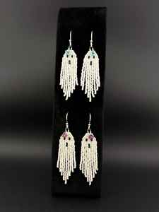 Boucles d'oreilles en perles Boho avec frange en cascade andy design turquoise, cadeau de bijoux unique - Product Image 4