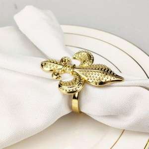 Anneau de serviette en métal de style floral de luxe porte-mouchoirs décoratif décoration de mariage accessoires de table derniers anneaux de serviette pas cher - Product Image 1