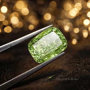 Diamante Cultivado en Laboratorio SHREERAJ SOLITAIRE de 3.00ct, Corte Cojín, Verde Intenso, Claridad VVS2, Certificado IGI, Suelto LGR-0399 para Joyería - Product Image 2