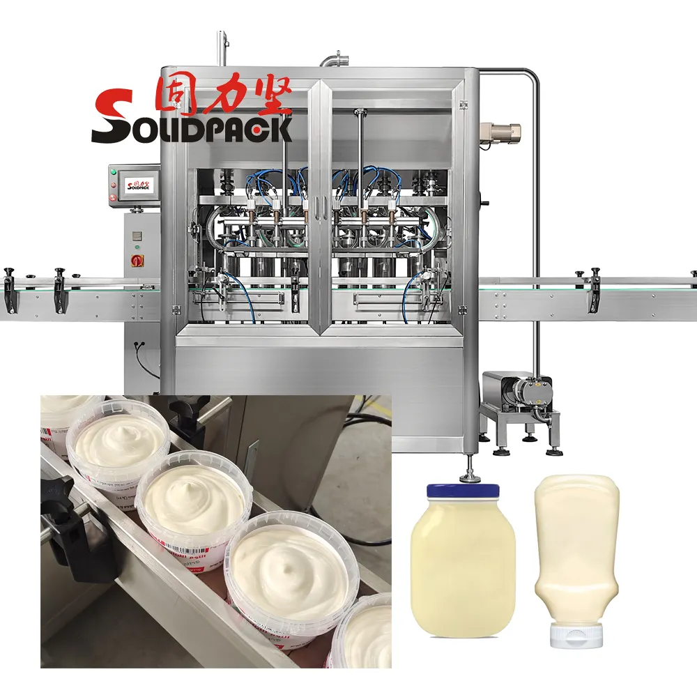 Solidpack full auto tomato cream sauce paste jar Pneumatic filling machine 500gr