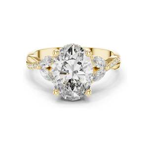 Anillo de Diamante de Laboratorio con Corte Ovalado de 3.35 CT para Mujer, Claridad VVS-VS EF, Oro de 18K, 14K, 10K y Plata 925, Oro Rosa, Amarillo y Blanco - Product Image 3