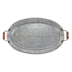 Plateaux de service pour accessoires de cuisine longue durée meilleure qualité plateau de service de forme ovale en métal idéal pour le plateau de bureau de petit déjeuner - Product Image 2