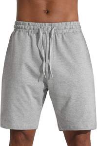 <b>Mens</b> Casual Summer <b>Shorts</b> 100% Cotton Solid Breathable Lightweight Fabric Elastic Waist Relaxed Fit <b>Knee</b> <b>Length</b> Comfortable - Product Image 2