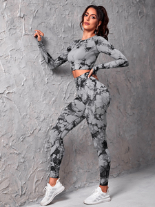 Traje de Yoga de manga larga sin costuras para mujer Ropa de entrenamiento para gimnasio Yoga y Deportes - Product Image 3