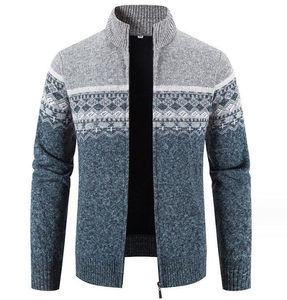 Venta al por mayor Hombres Suéter Tops Ropa de punto Invierno Grueso Casual Stand Collar Moda Cárdigan Suéter Cárdigan de punto Hombres Suéter - Product Image 4