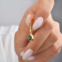 Pendientes de Plata de Ley 925 con Esmeralda Verde Natural de Diseño |   Elegante Anillo Sencillo de Joyería Fina, Regalo para Mujer, Aspecto de Lujo