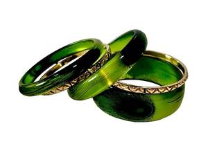 Handcrafted ColorfulResin Green 3 Peacock <b>Feathers</b> Stackable Bangles Combo Size Crystal Finish From India Handmade Bangles - Product Image 6