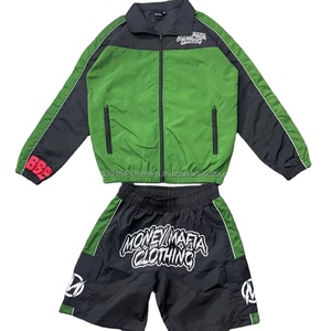 2026 Men's 2-Piece <b>Knitted</b> Nylon Breathable Windbreaker Short <b>Set</b> with Front Logo Summer Relaxed Fit - Product Image 1