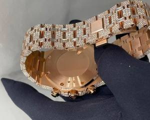 Luxe VVS Baguette Moissanite Diamant En Acier Inoxydable Chrono Iced Out Hip Hop Mécanique Automatique Montre-Bracelet Hommes Mode - Product Image 4