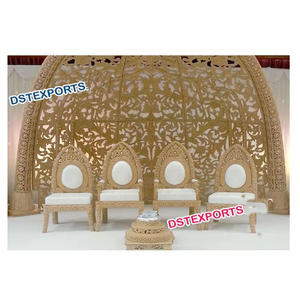 Chaise de mariage sculptée en bois, chaises de mandap en bois pour mariage indien, ensemble de meubles de mandap de mariage, décoration d'événements au Connecticut - Product Image 1