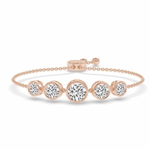 Bracelet de mode en or massif 14K avec rangée de 5 diamants de laboratoire, 2 carats total, couleur F-G, pureté VS - Product Image 2