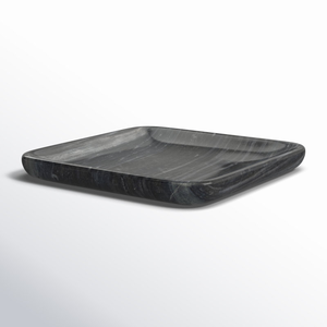 Plateau de service de restaurant de luxe en marbre carré noir antique sans poignées Plateau artisanal pour le design traditionnel du Ramadan - Product Image 1