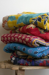 Edredón Reversible Hippie Kantha, colcha Vintage de algodón cosida a mano, manta Bohemia suave, juego de cama de tamaño Queen - Product Image 4